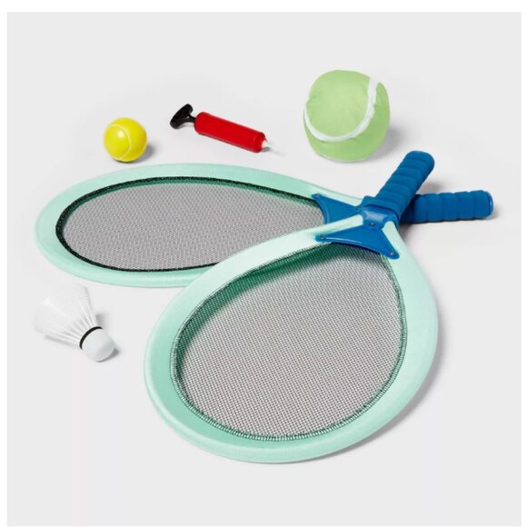 Racket Badminton Set 6pc - Sun Squad Aqua Blue - NIB - Picture 1 of 3